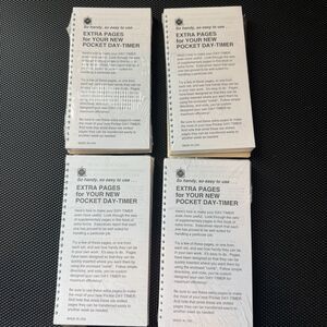 4 Pack POCKET DAY-TIMER  SHEETS EXTRA  PAGES VTG ORIGINAL PAPER REFILL NOS